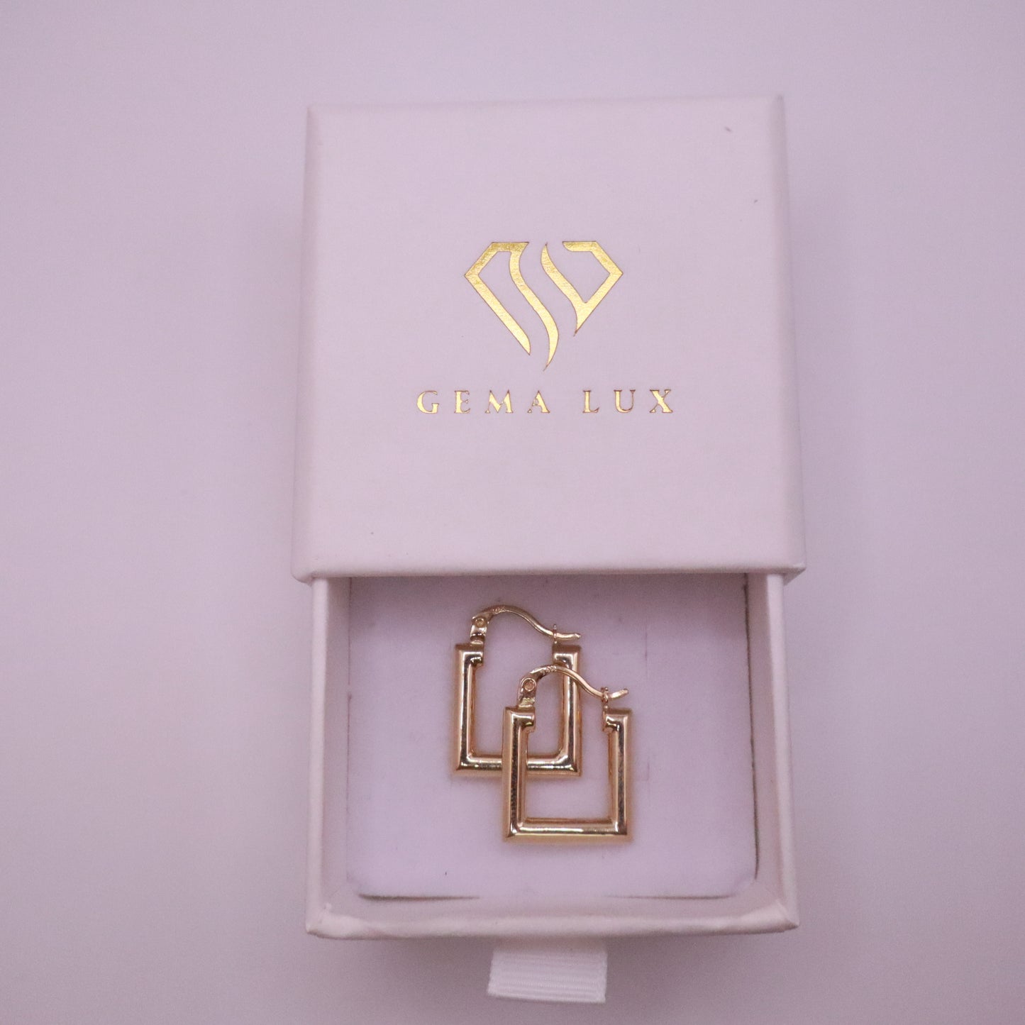 14k Gold square Hoop Earrings 15mm #