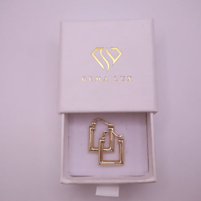 14k Gold square Hoop Earrings 15mm #