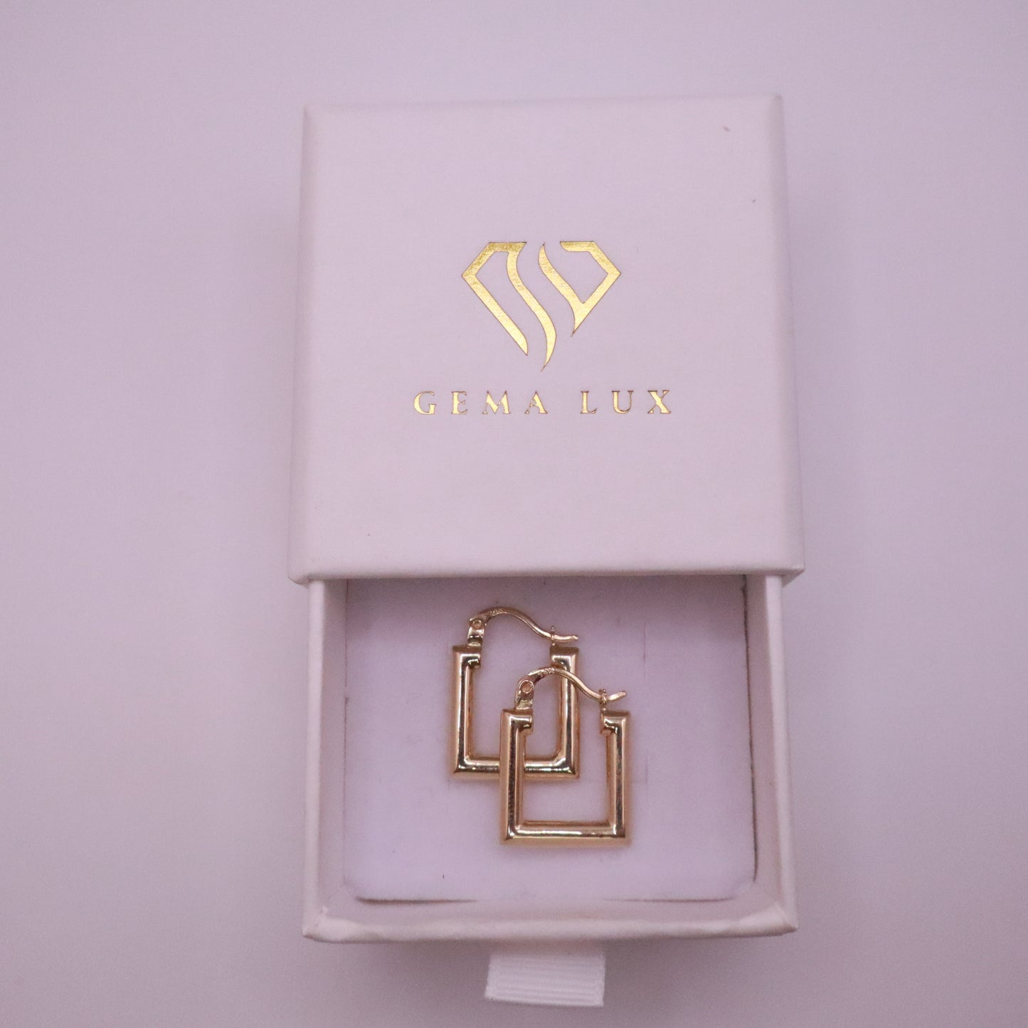 14k Gold square Hoop Earrings 15mm #