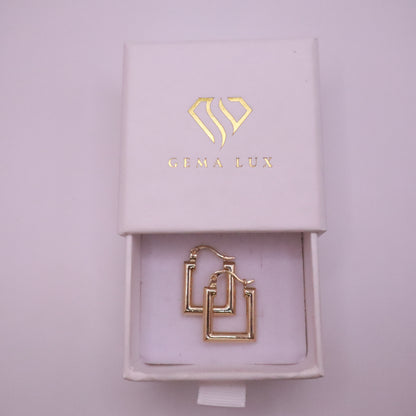 14k Gold square Hoop Earrings 15mm #