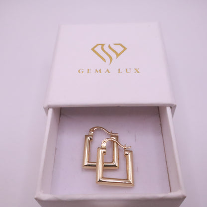 14k Gold square Hoop Earrings 15mm #