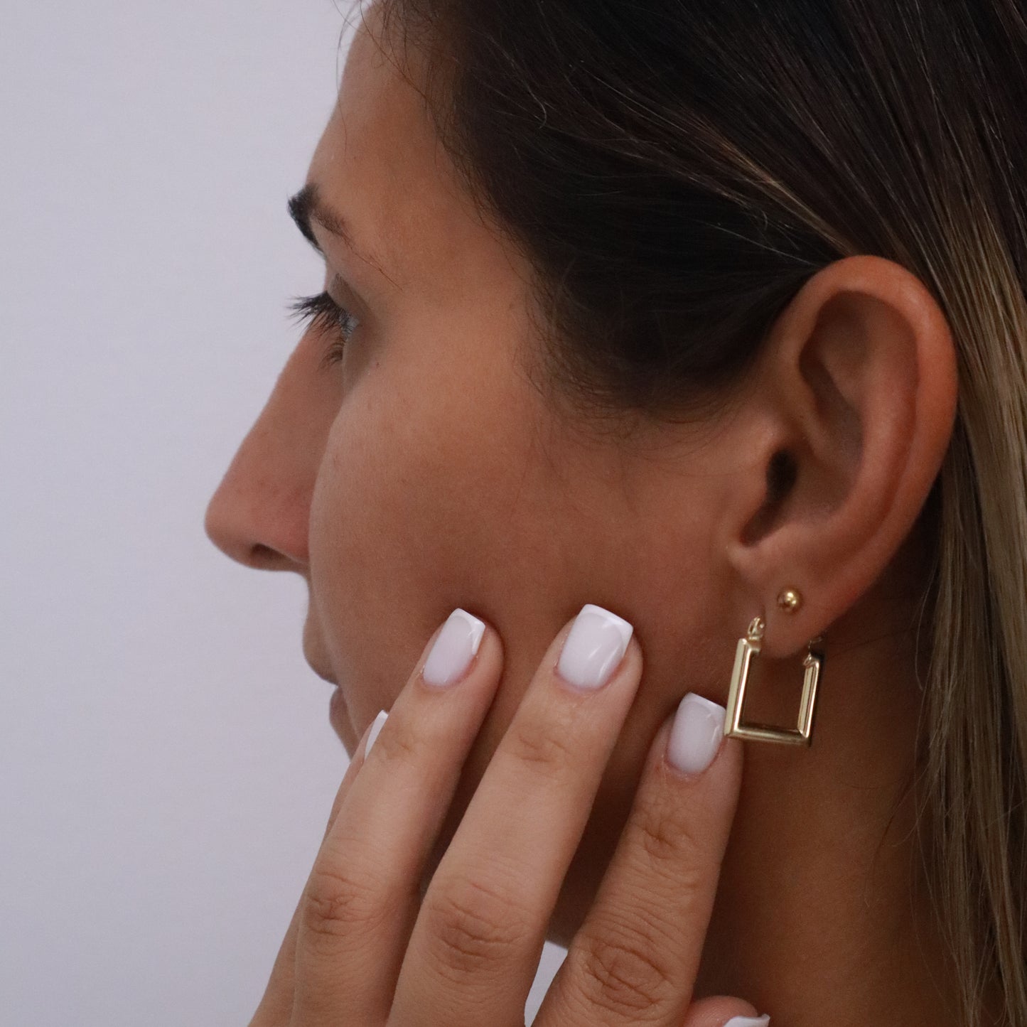 14k Gold square Hoop Earrings 15mm #