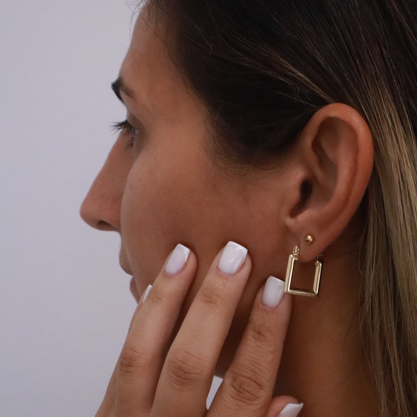 14k Gold square Hoop Earrings 15mm #