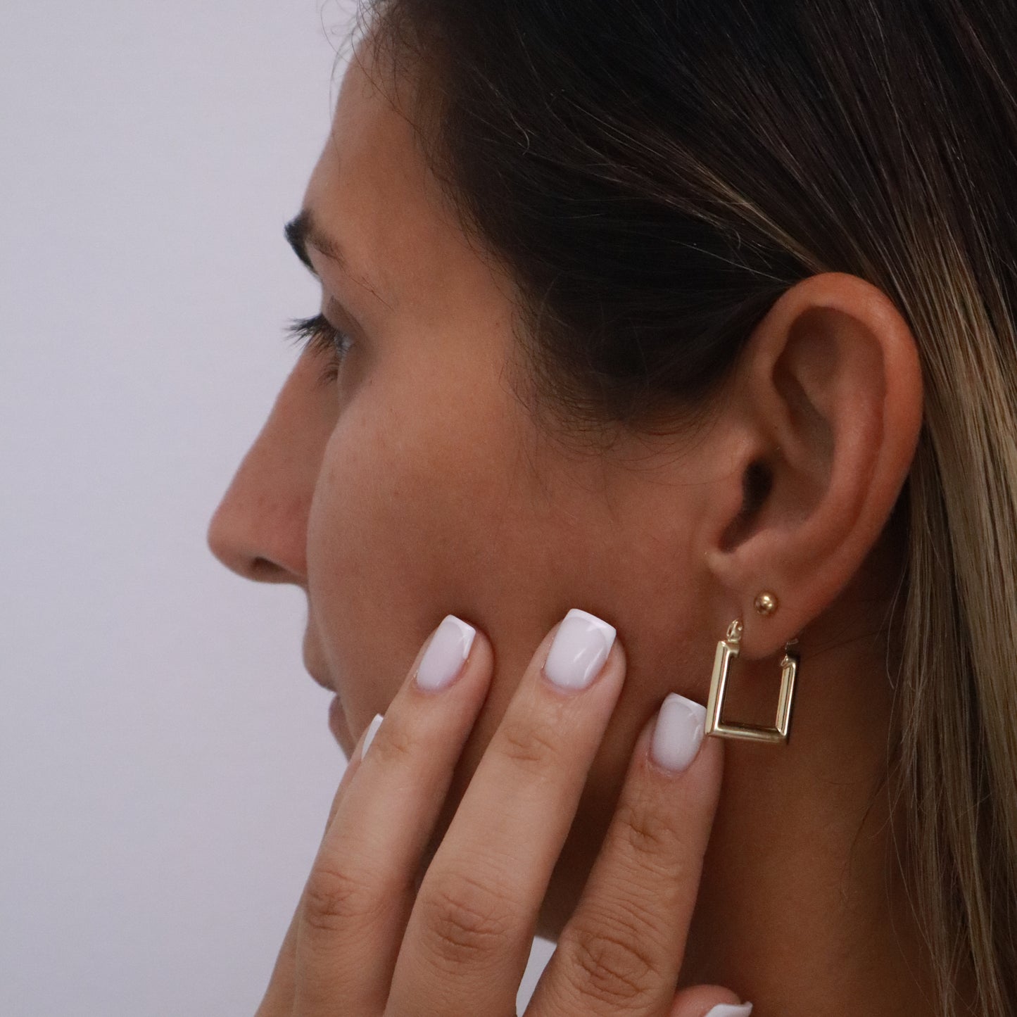 14k Gold square Hoop Earrings 15mm #