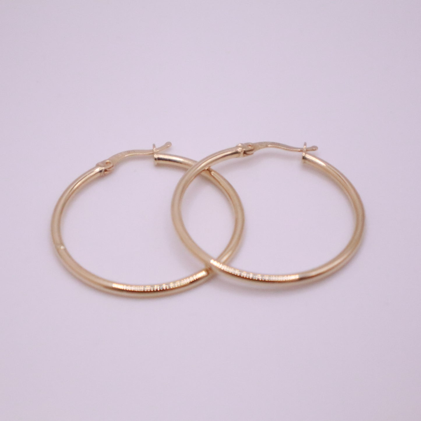 14k Gold round fine hoops  Earrings 35 mm #