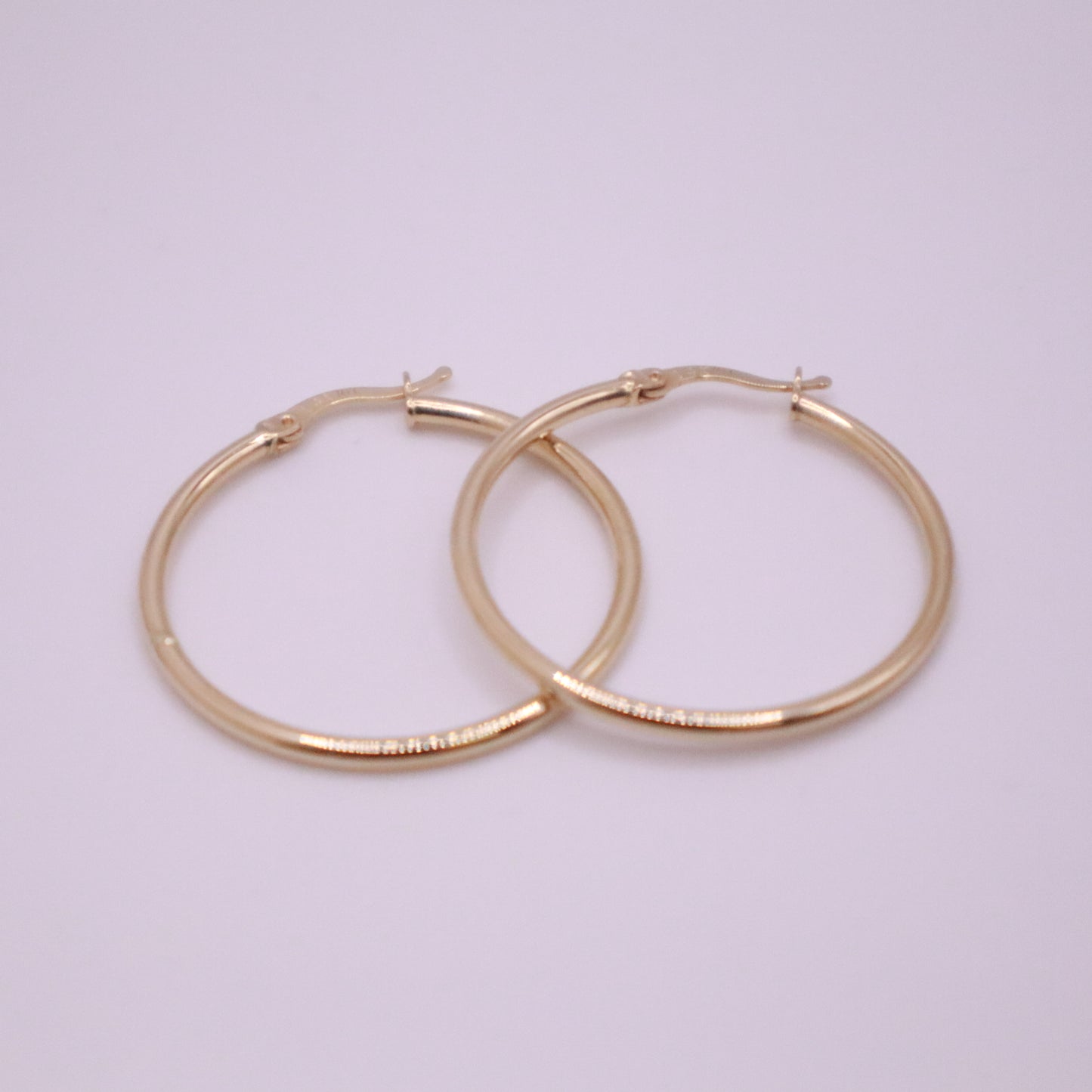 14k Gold round fine hoops  Earrings 35 mm #