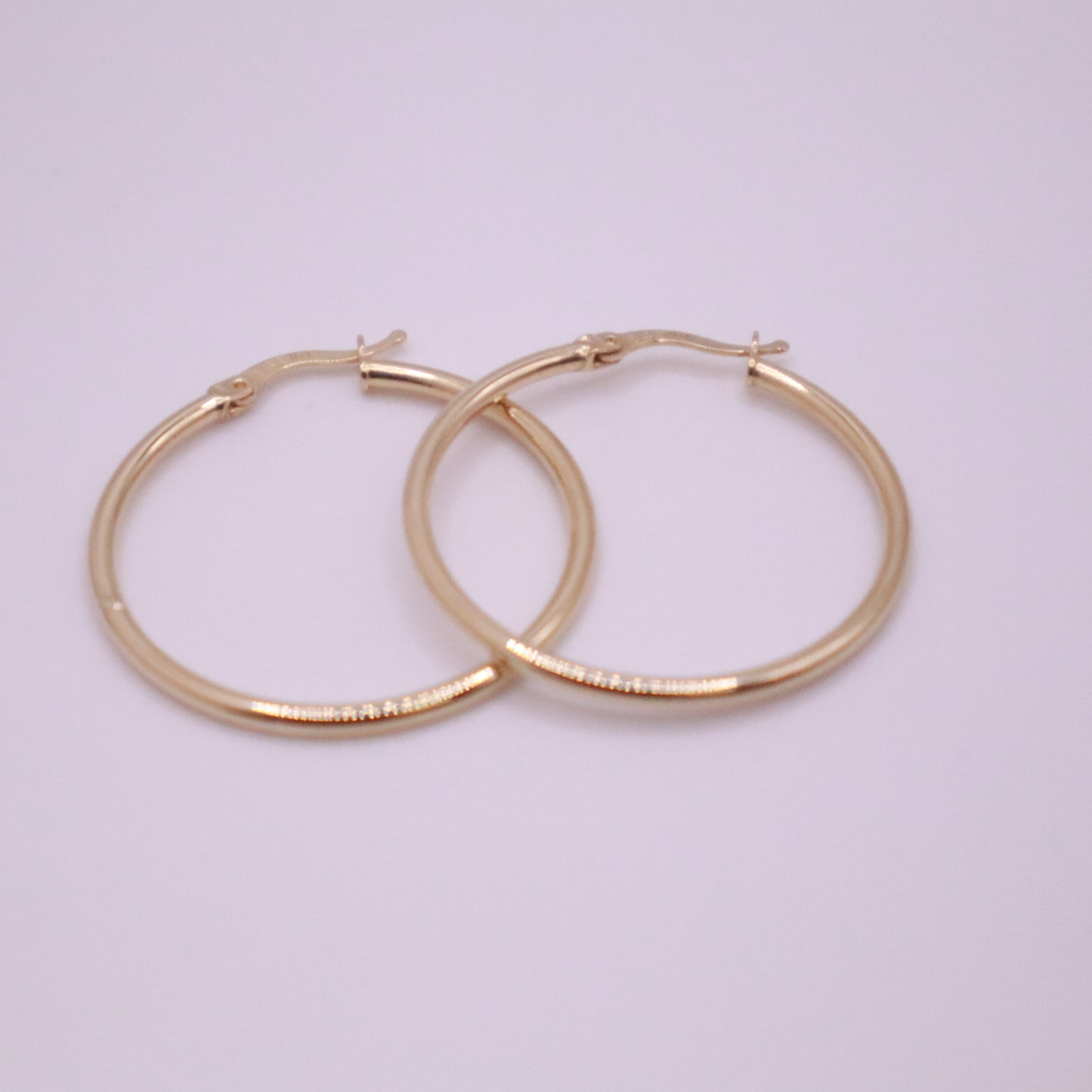 14k Gold round fine hoops  Earrings 35 mm #