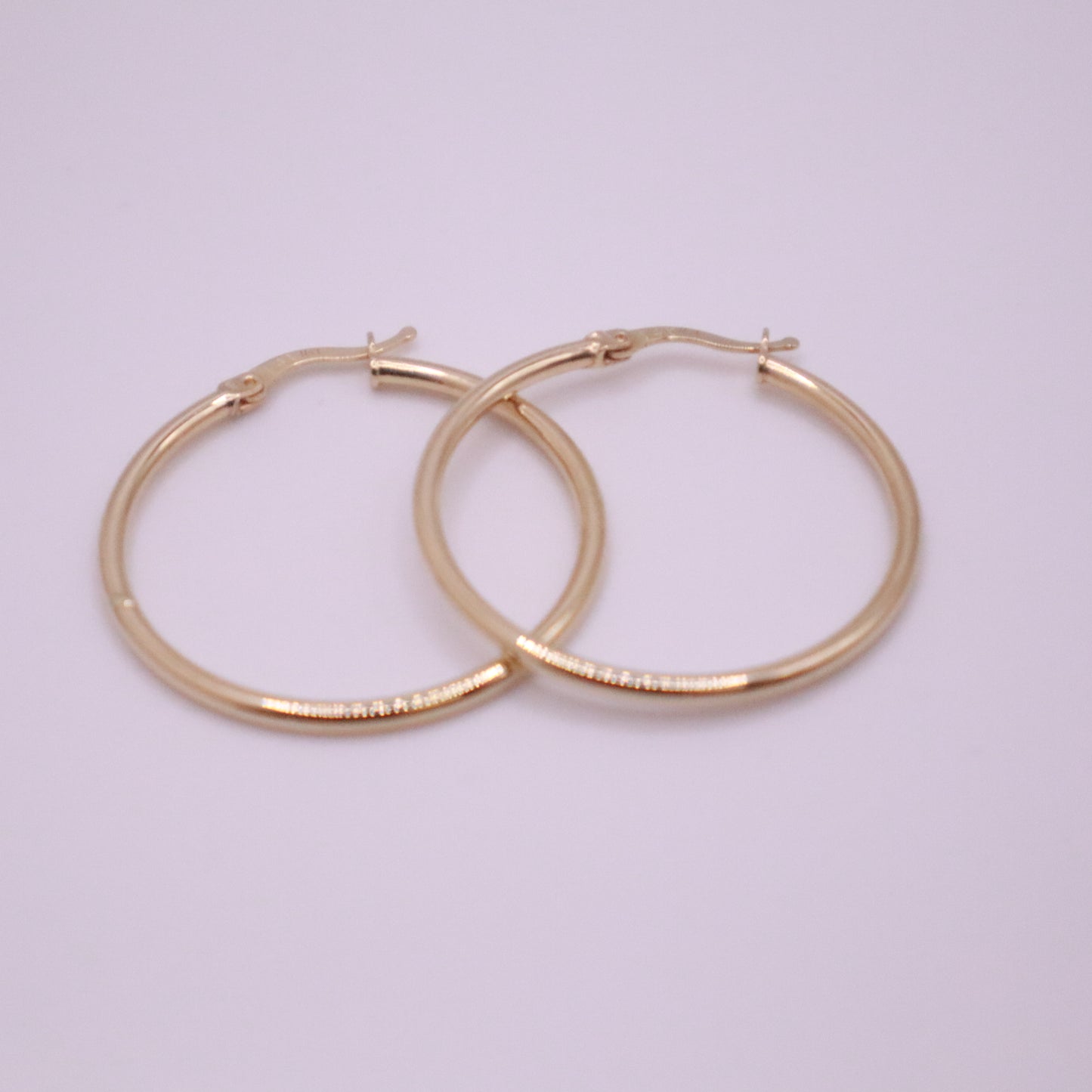 14k Gold round fine hoops  Earrings 35 mm #