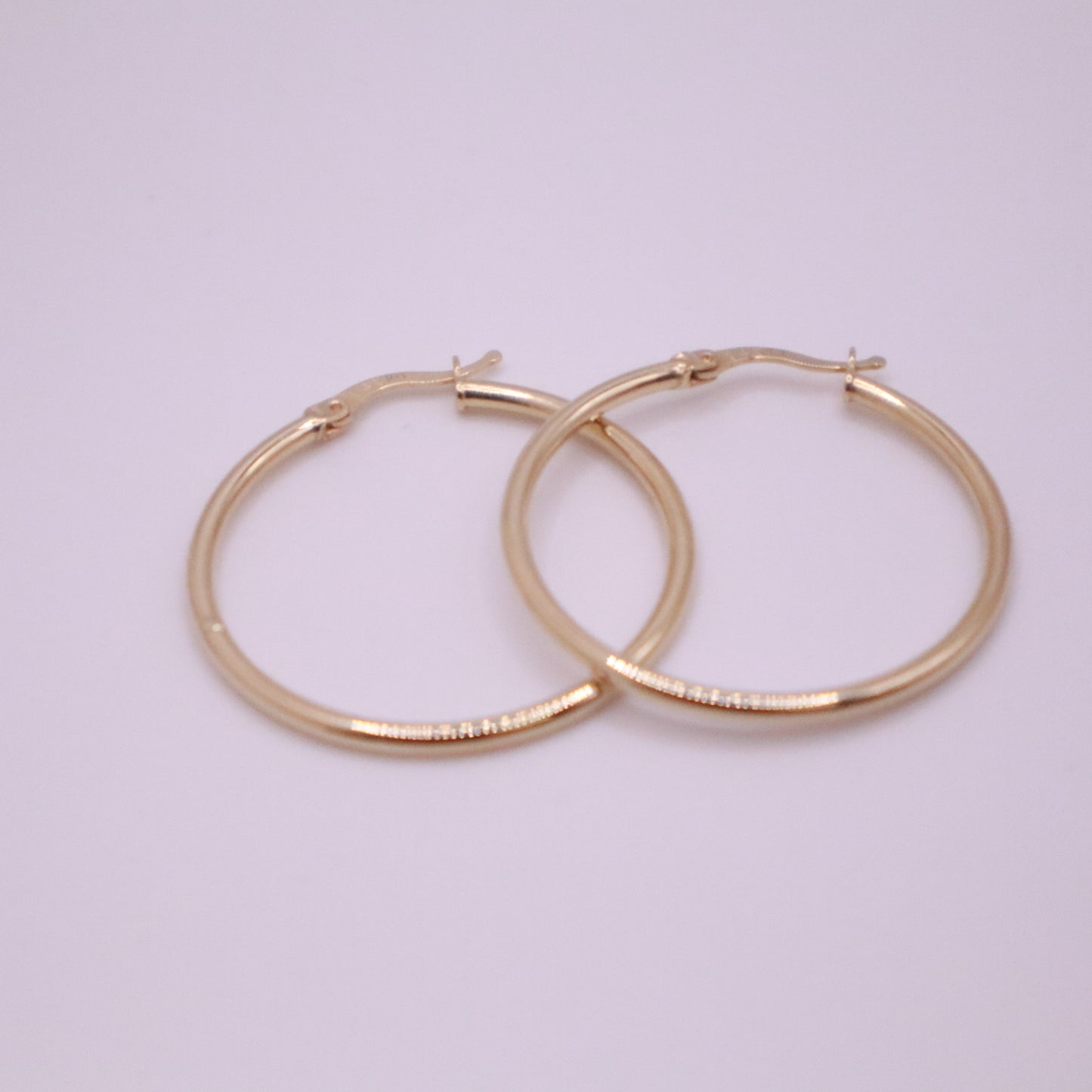 14k Gold round fine hoops  Earrings 35 mm #