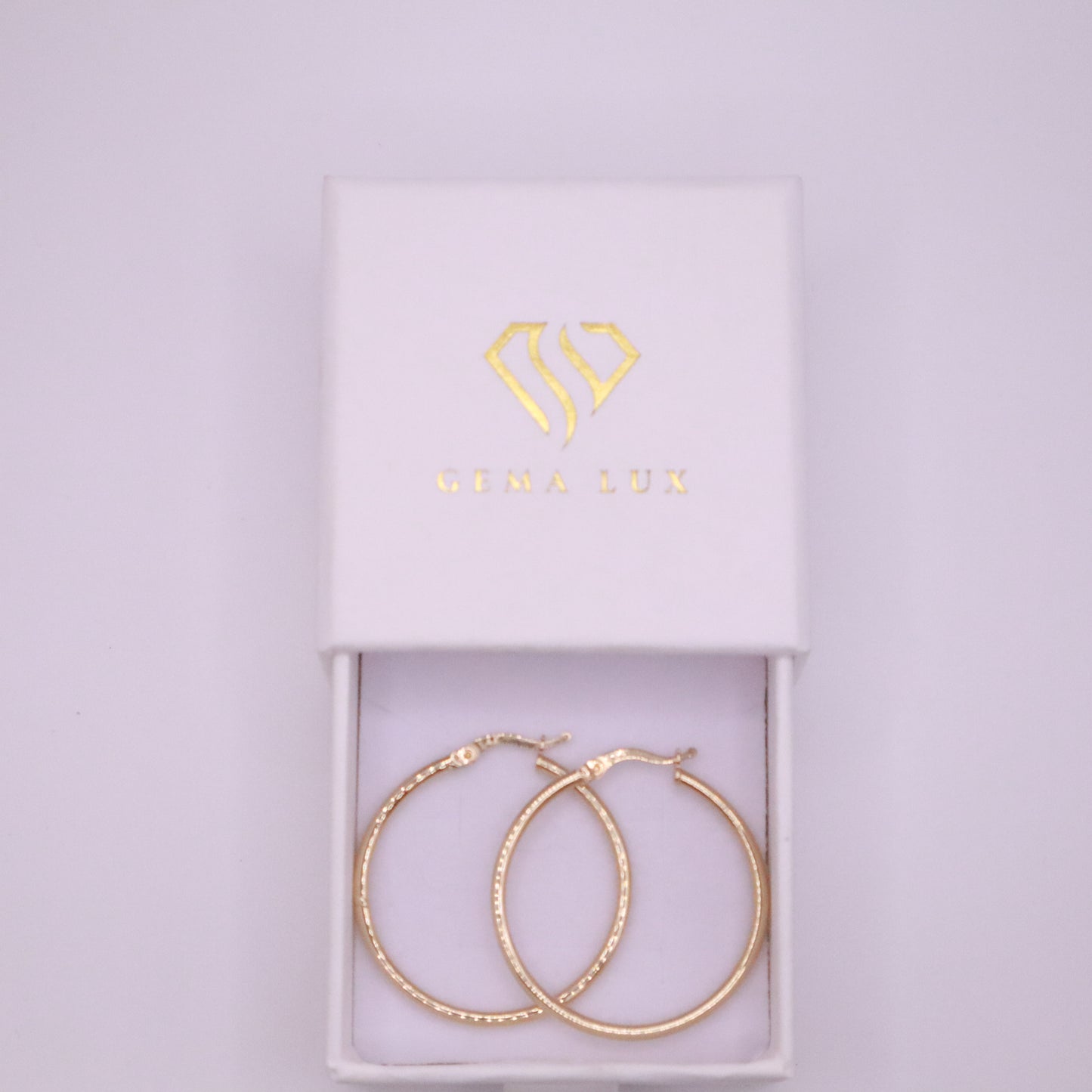 14k Gold round textured hoops earrings