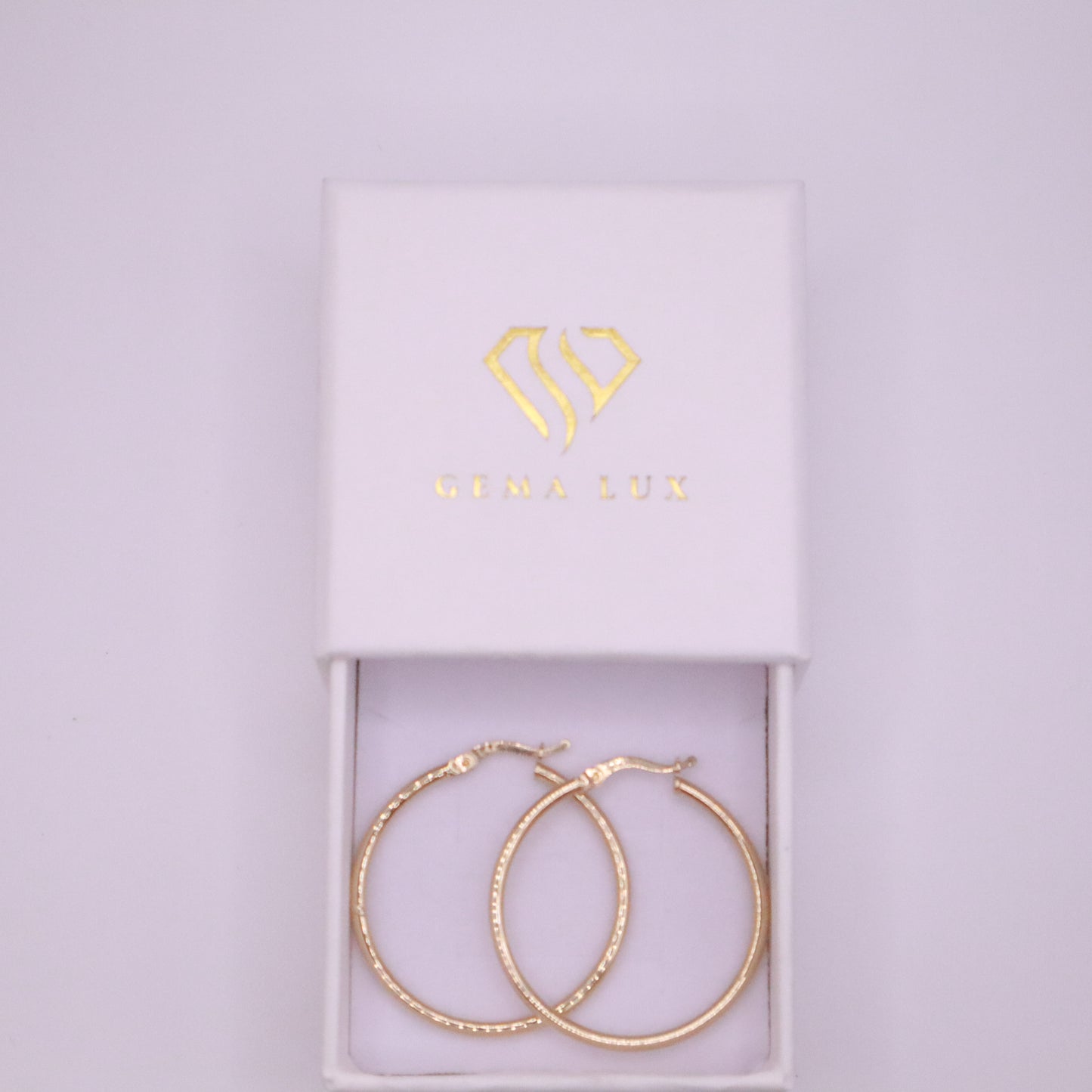 14k Gold round textured hoops earrings