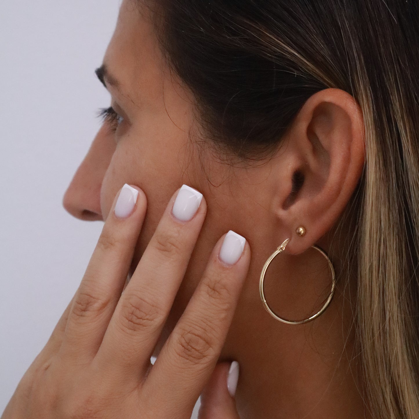 14k Gold round fine hoops  Earrings 35 mm #