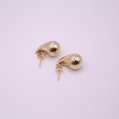14k Gold Teardrop Stud Earrings #