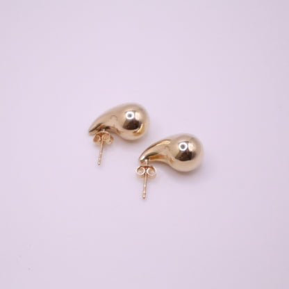 14k Gold Teardrop Stud Earrings #