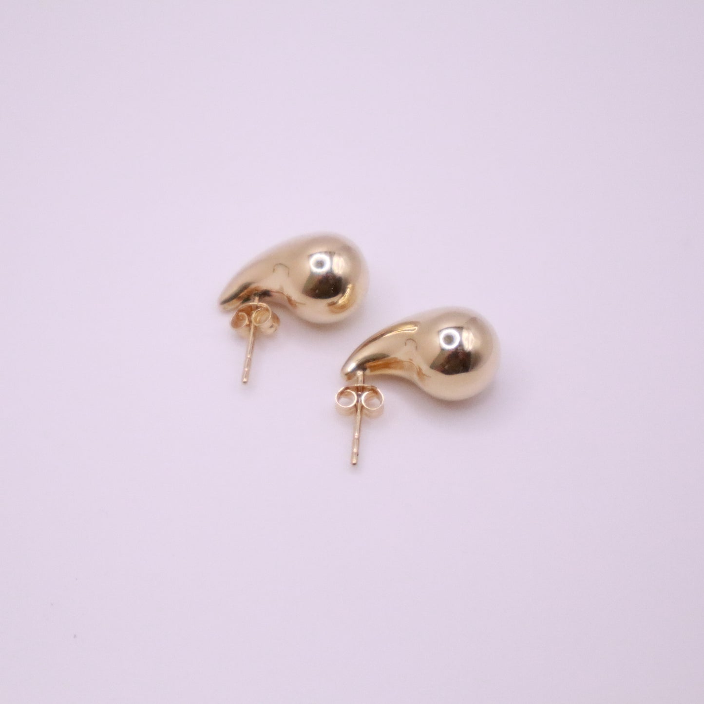 14k Gold Teardrop Stud Earrings #