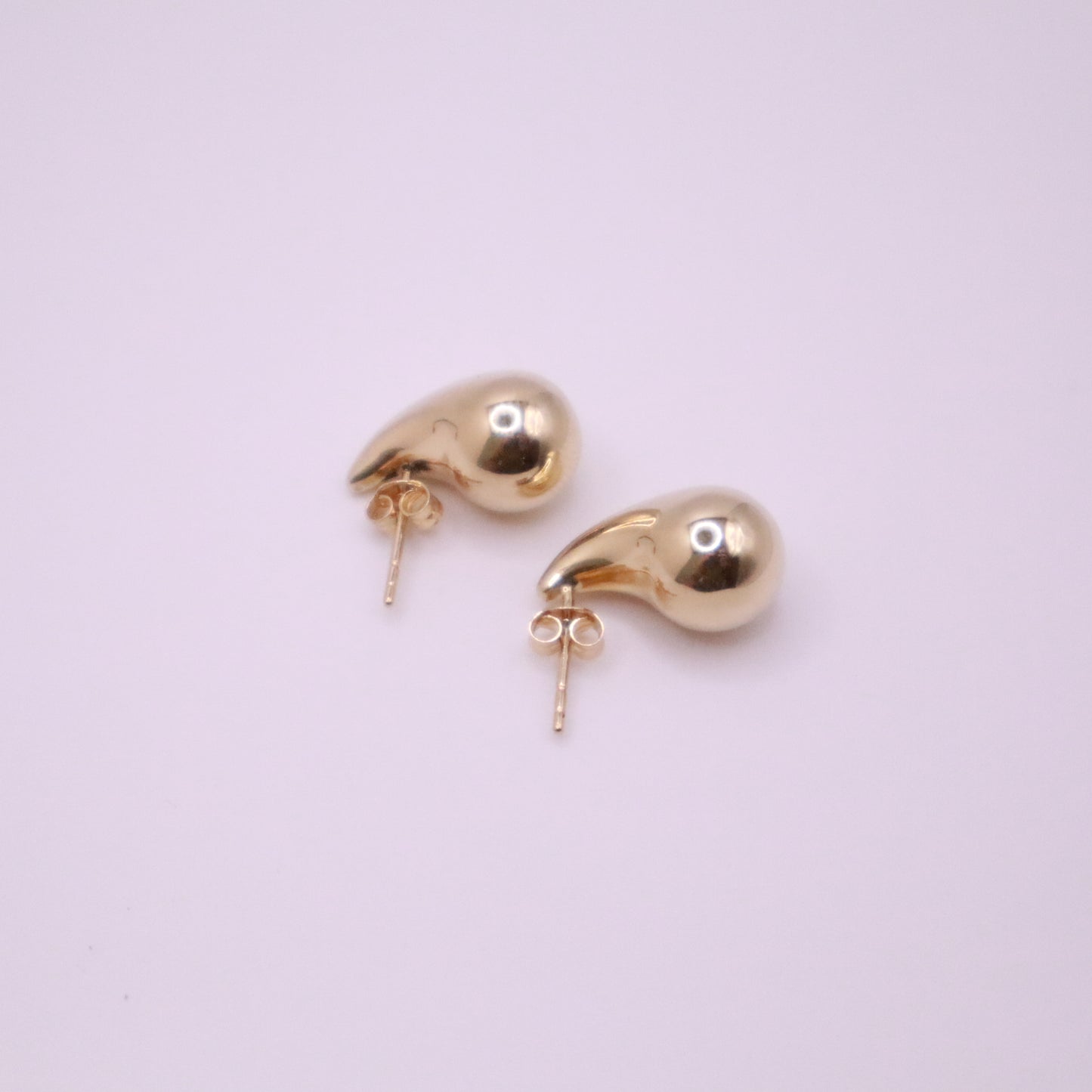 14k Gold Teardrop Stud Earrings #