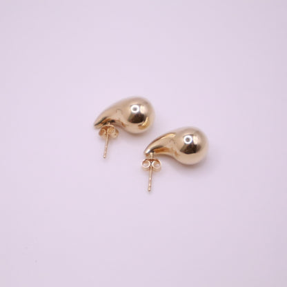 14k Gold Teardrop Stud Earrings #