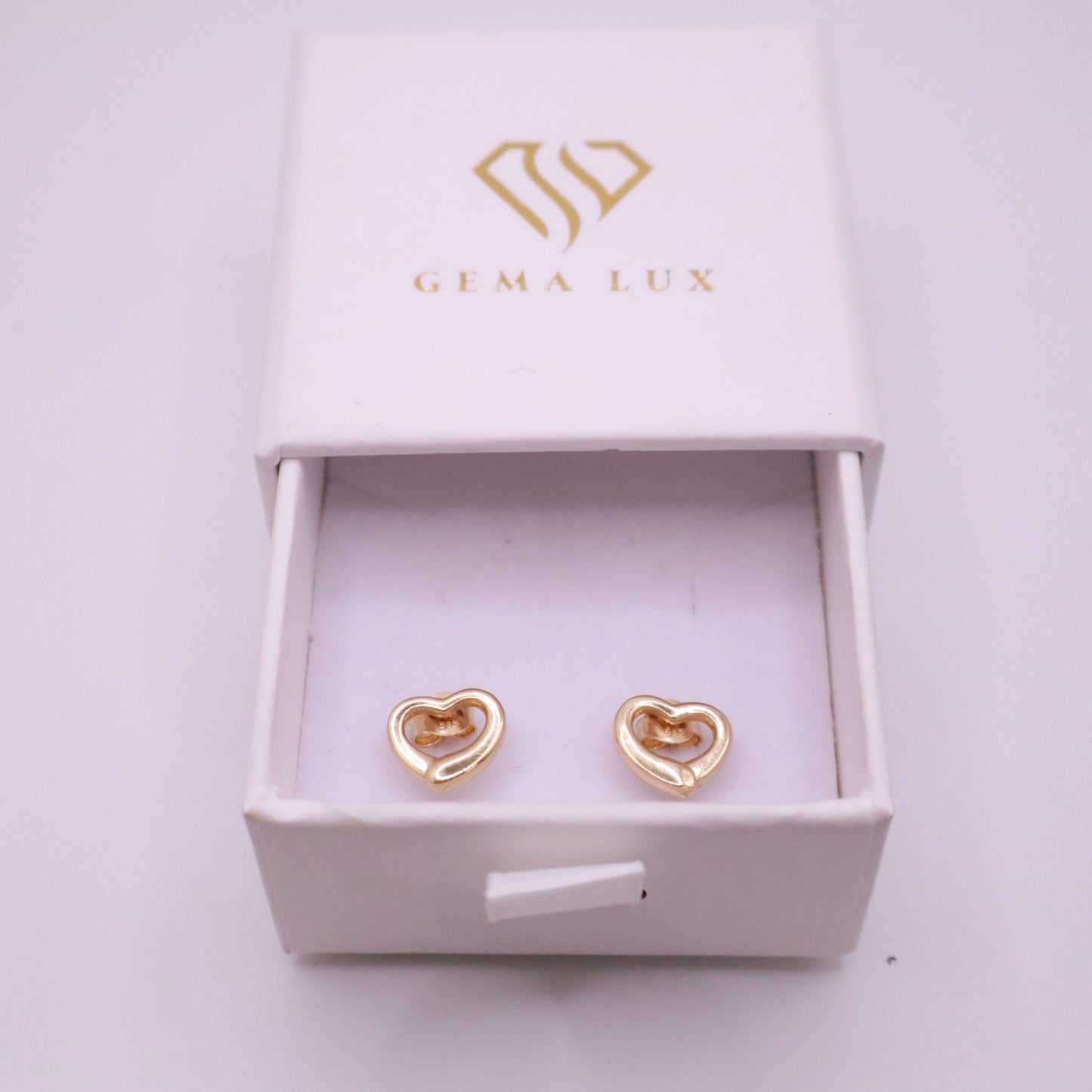14K Gold Open Heart Earrings #