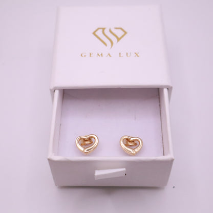 14K Gold Open Heart Earrings #