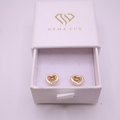 14K Gold Open Heart Earrings #