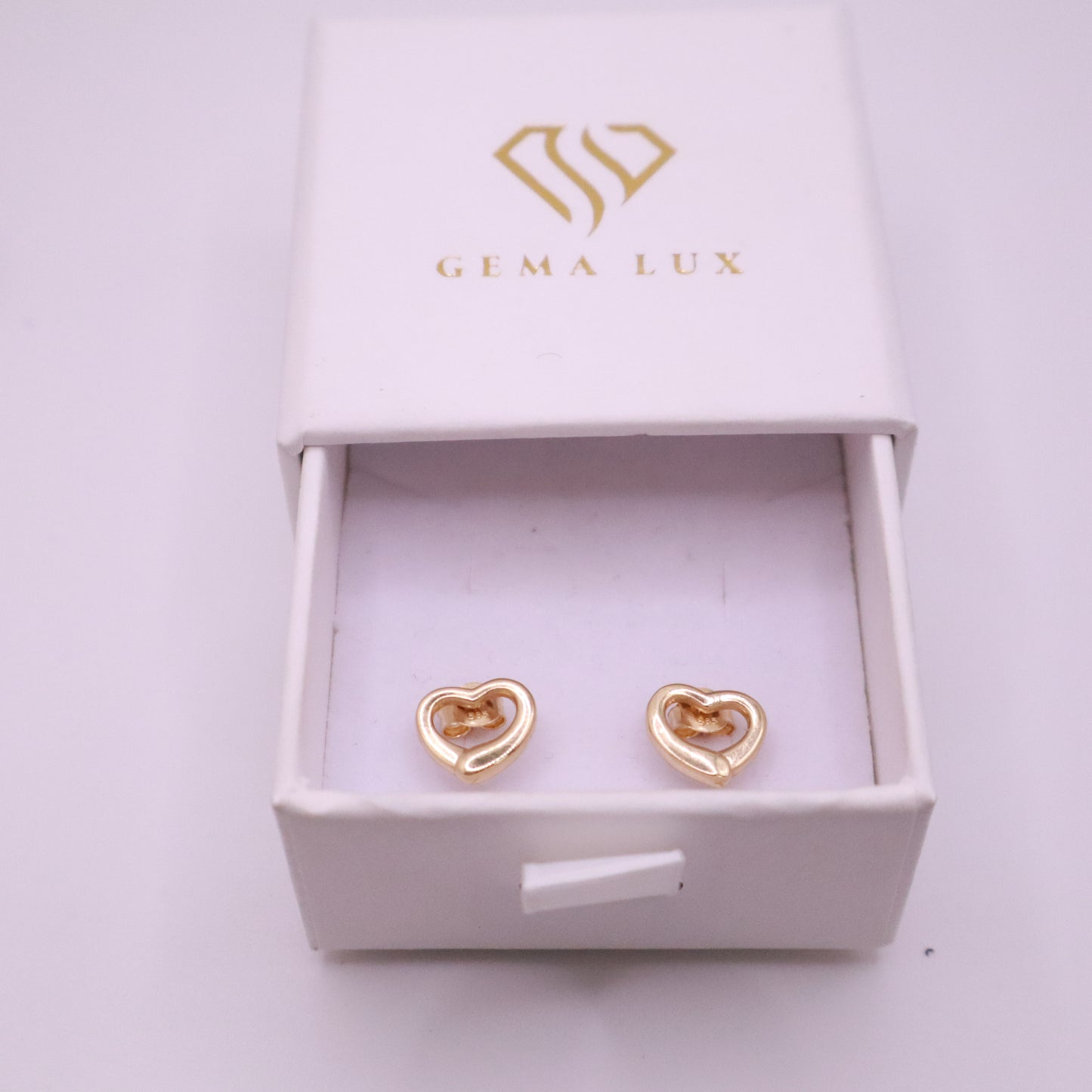 14K Gold Open Heart Earrings #
