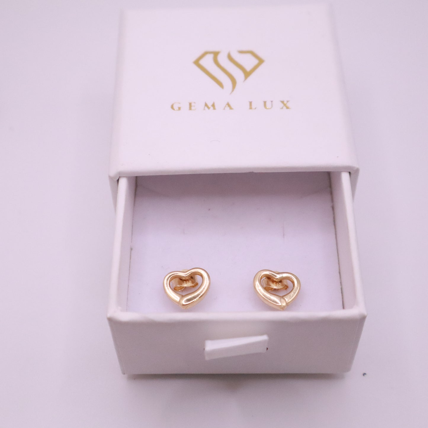 14K Gold Open Heart Earrings #