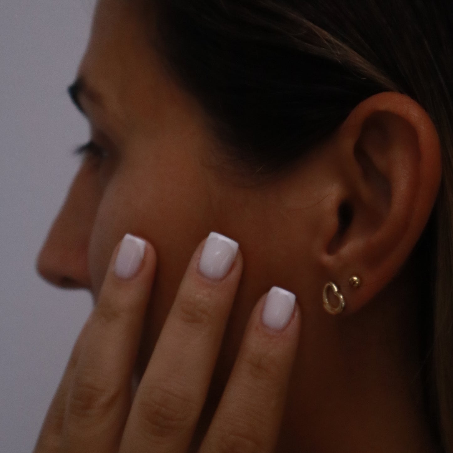 14K Gold Open Heart Earrings #