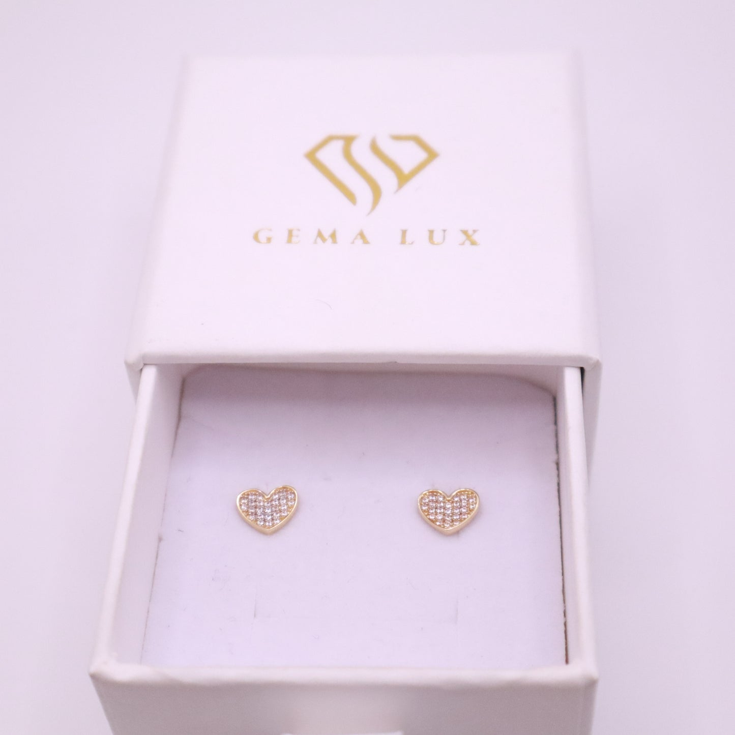 14K Gold Dianond zirconia Heart Earrings