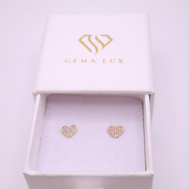 14K Gold Dianond zirconia Heart Earrings