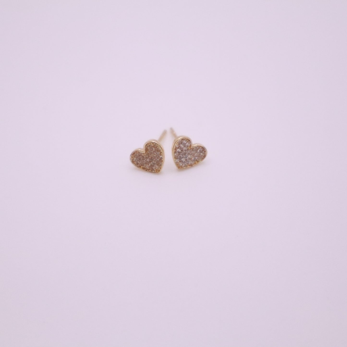 14K Gold Dianond zirconia Heart Earrings