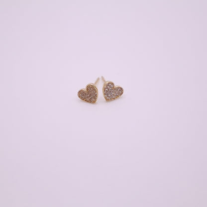 14K Gold Dianond zirconia Heart Earrings