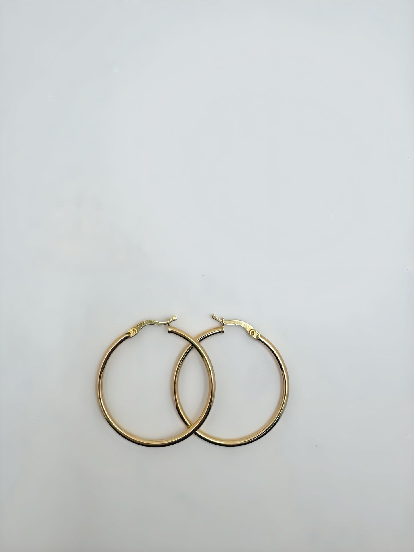 14k Gold round fine hoops  Earrings 35 mm #
