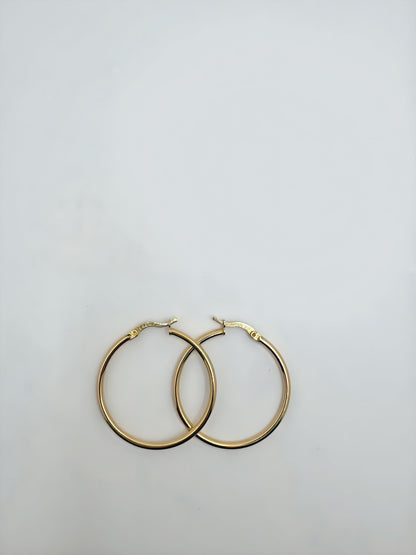 14k Gold round fine hoops  Earrings 35 mm #