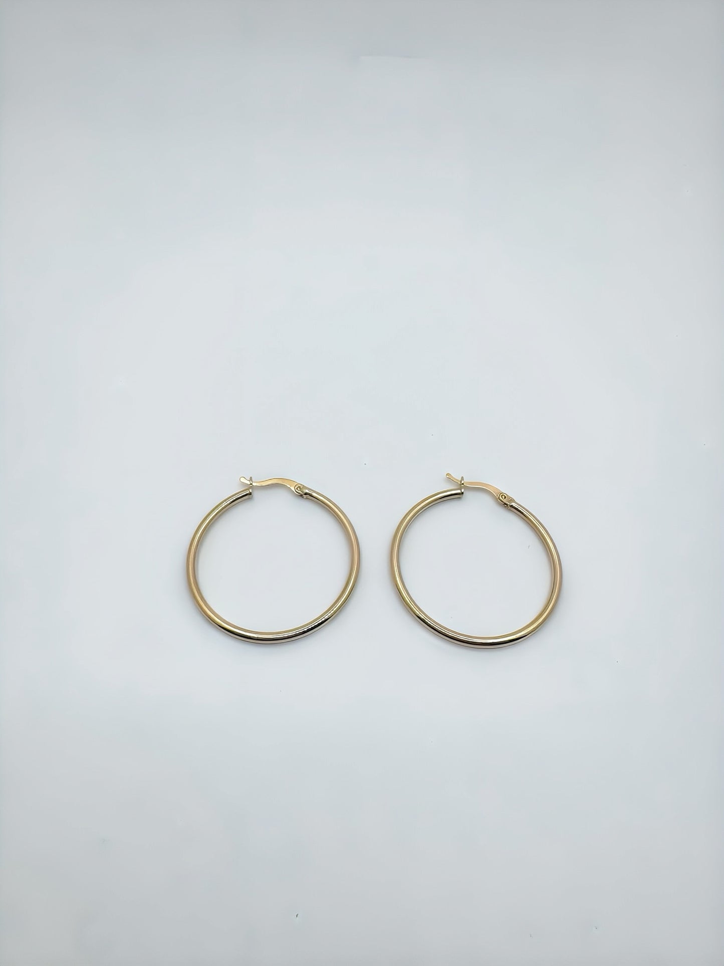 14k Gold round fine hoops  Earrings 35 mm #
