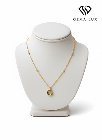 Solid 14K gold necklace with letter medium 18' #