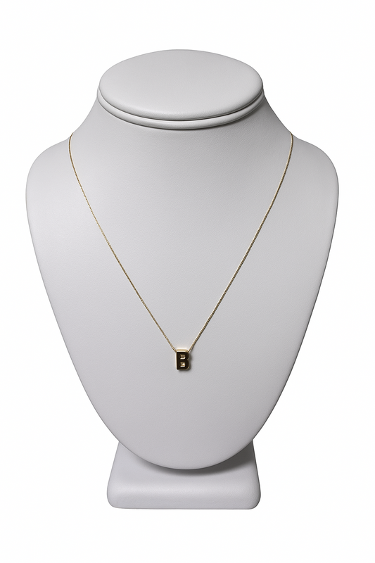 Solid 14K gold necklace with letter small 18' #