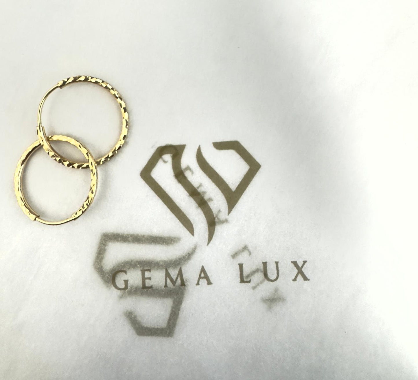 14k Gold round textured hoops earrings