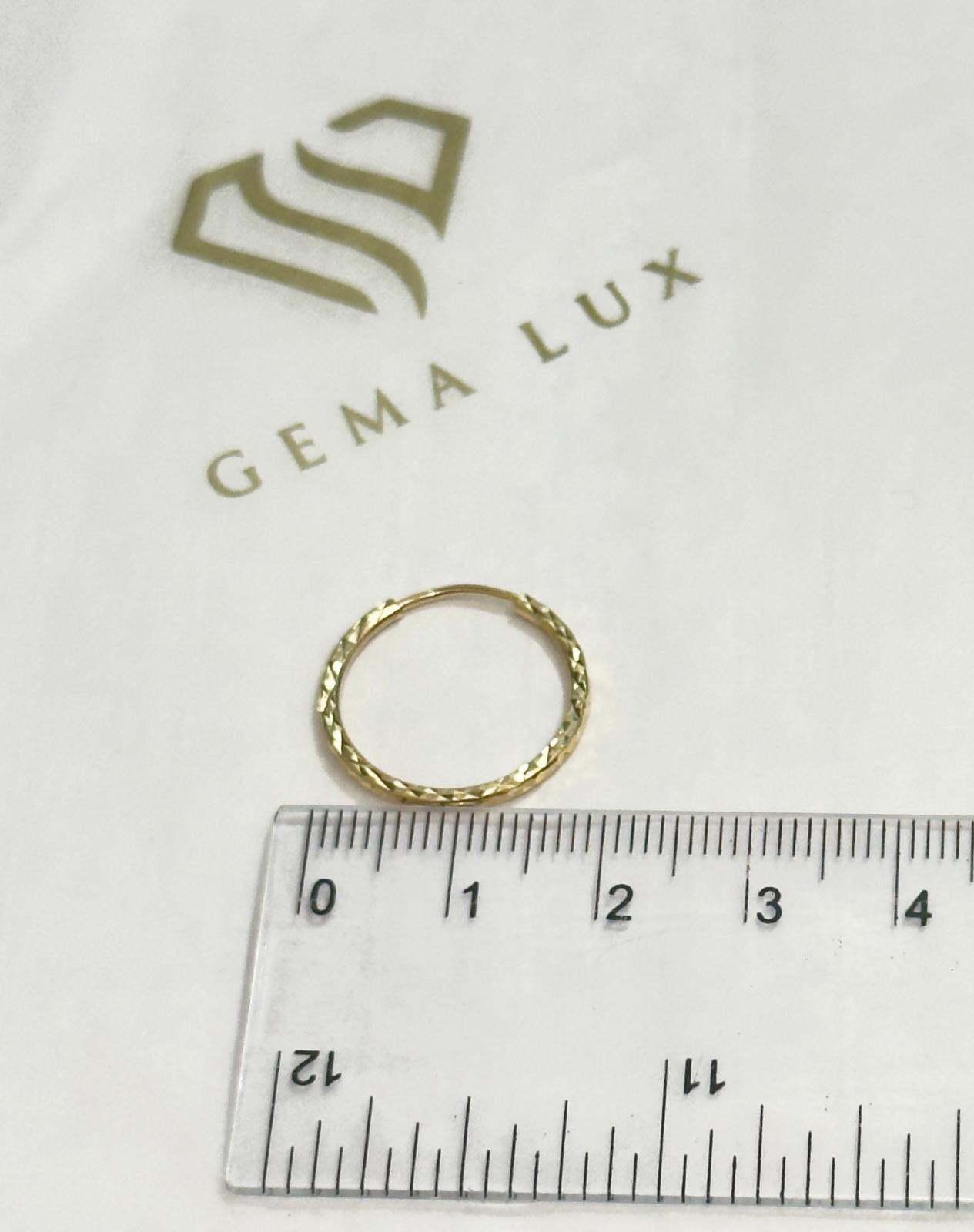 14k Gold round textured hoops earrings