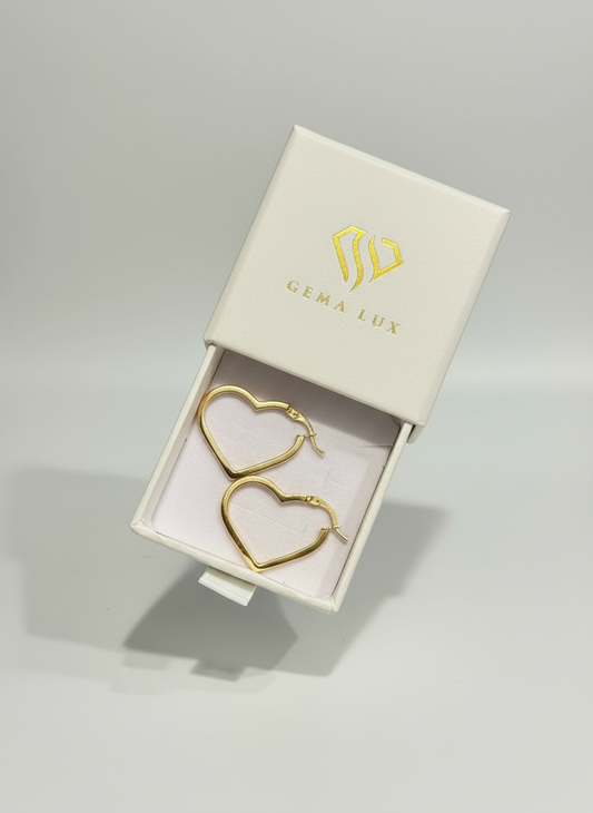 14k Gold hearts hoops Earrings