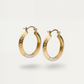 14 K Solid Gold hoop Earrings triangle shape 3 colors white-yellow-rose 25mm