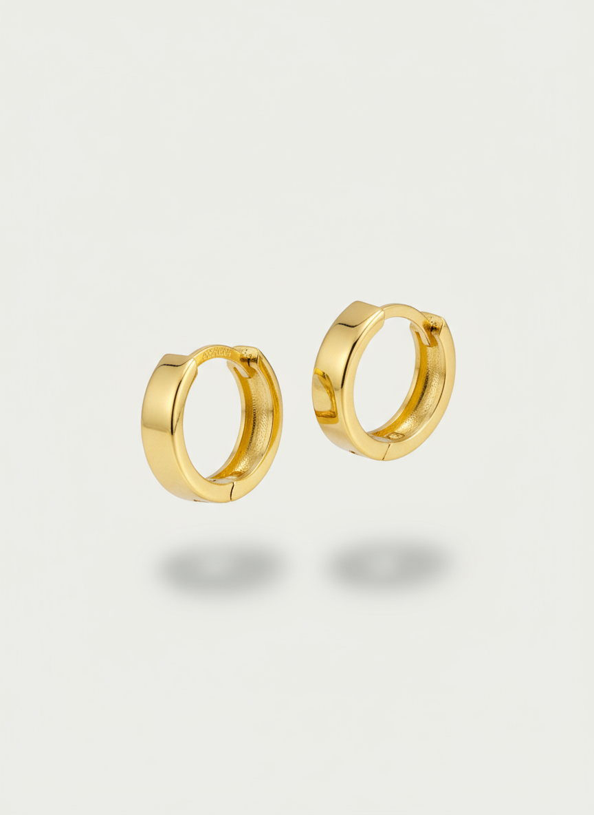 14k Gold dainty round  hoops  Earrings, 15mm
