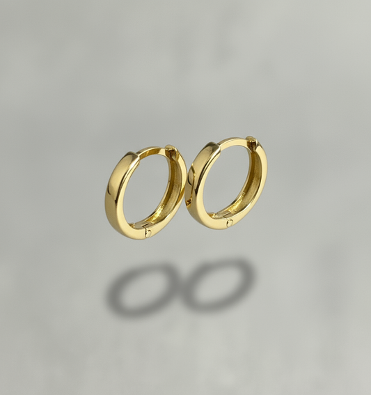 14k Gold dainty round  hoops  Earrings, 15mm