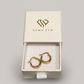 14k Gold round hoops earrings 3 lines desing - 17mm