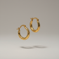 14k Gold round hoops earrings 3 lines desing - 17mm
