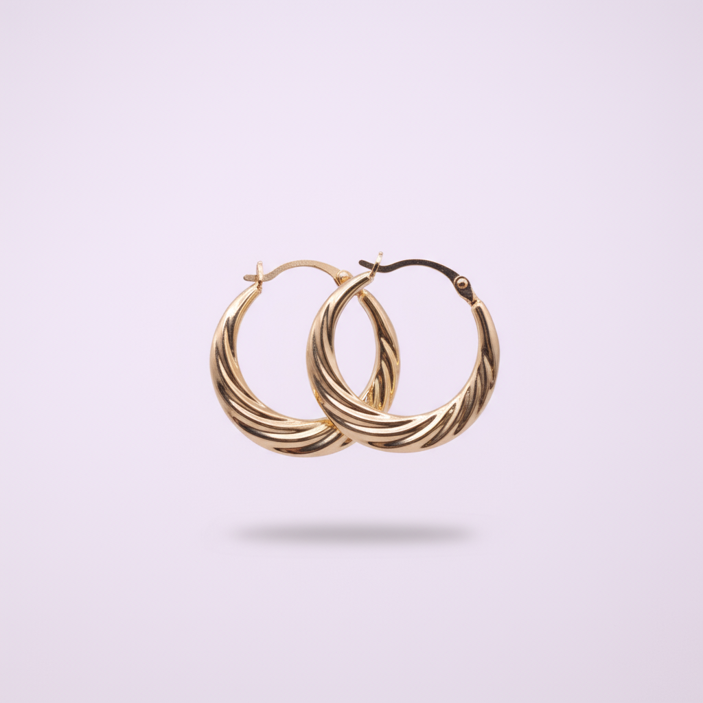 14k Gold Elegant round Flat hoops  earrings 20mm