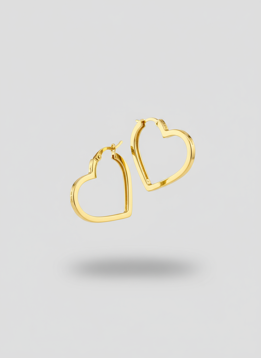 14k Gold hearts hoops Earrings