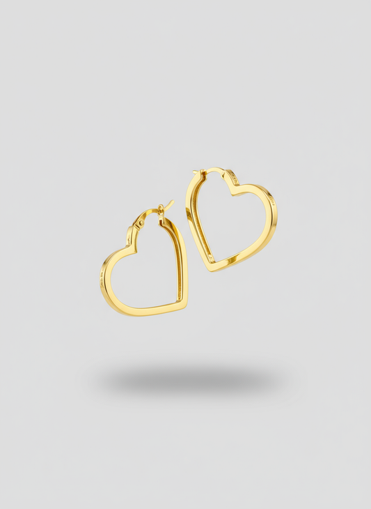 14k Gold hearts hoops Earrings