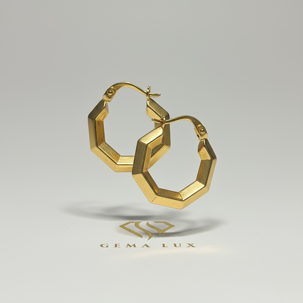 14k Gold hexagon hoops Earrings - 18mm