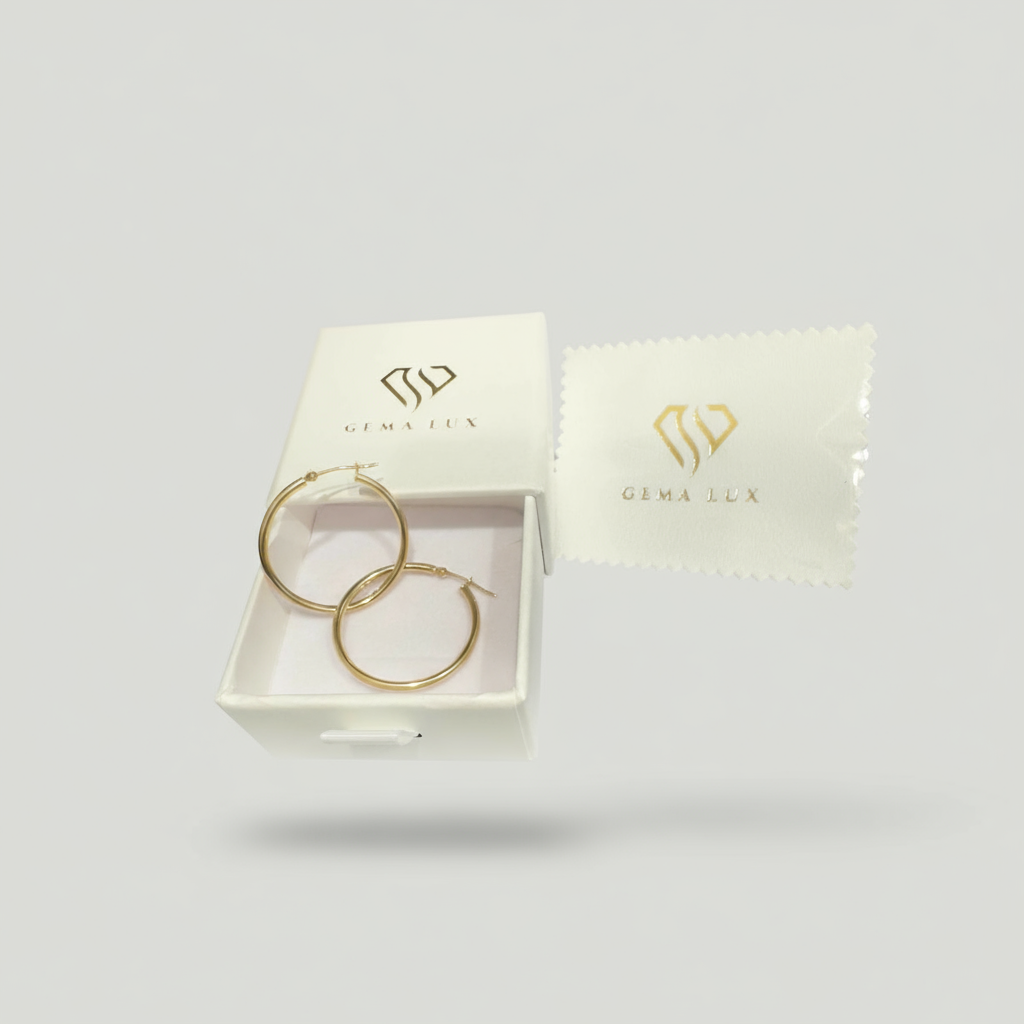 14k Gold Polished round fine  Earrings 30mm